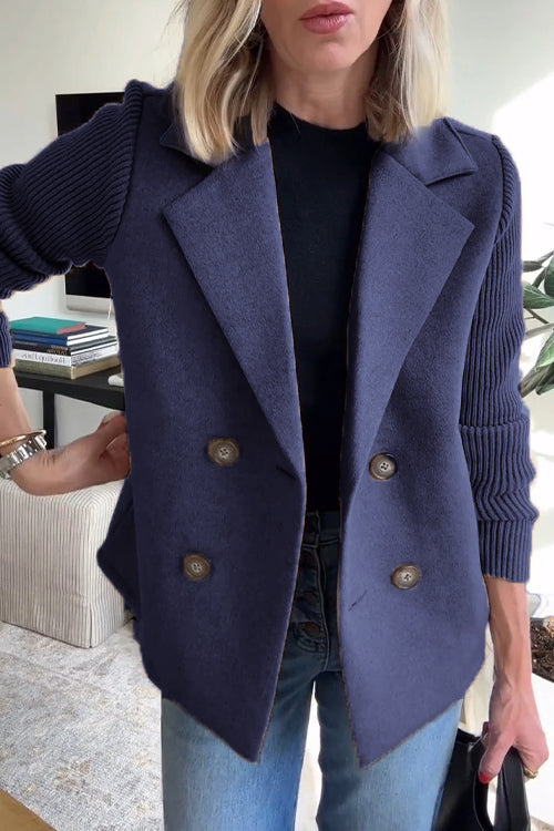 Emmaline™ | Elegant Knit-Sleeve Blazer
