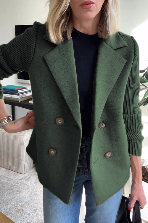 Emmaline™ | Elegant Knit-Sleeve Blazer