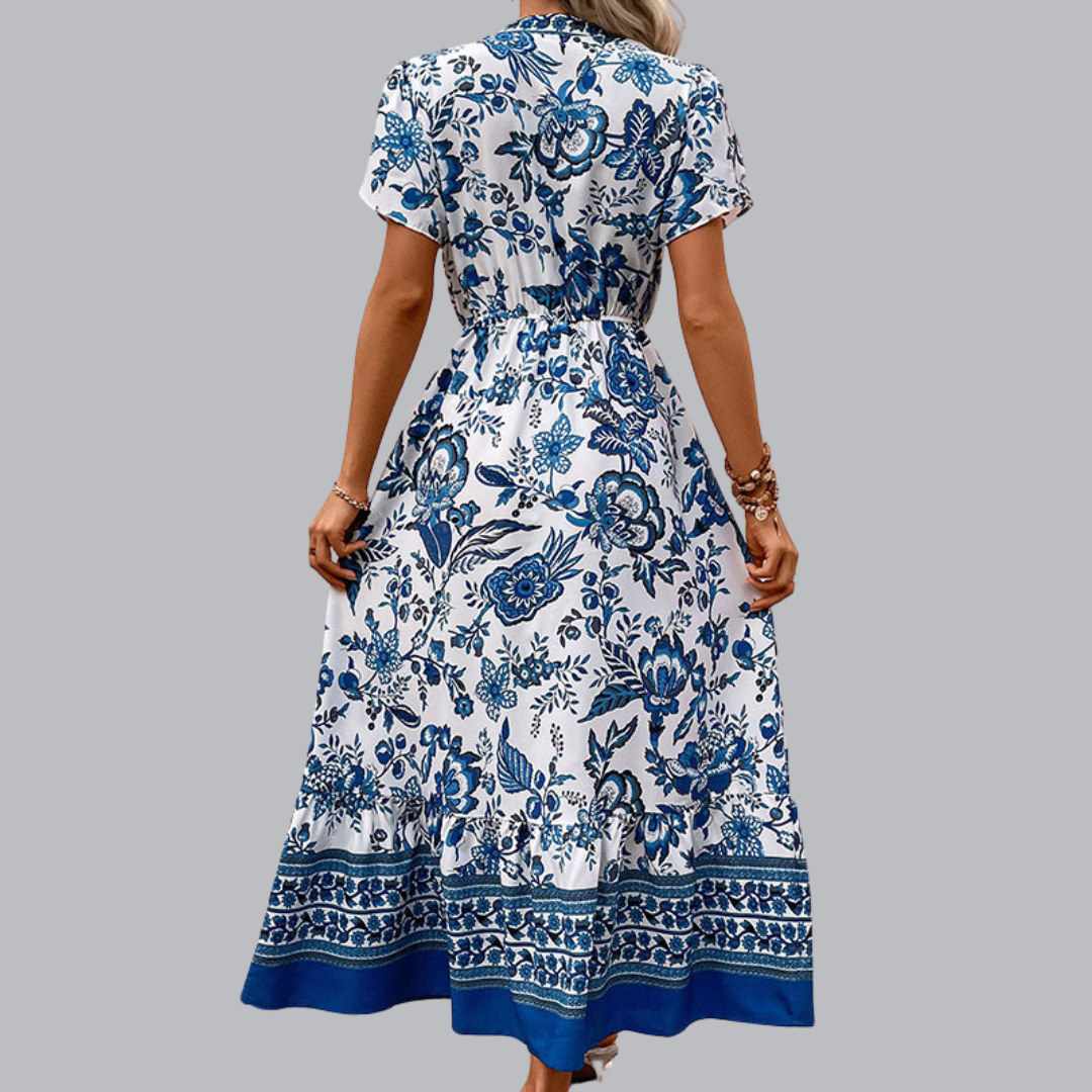 Kalani™ | Boho Maxi Dress with Drawstring Waist