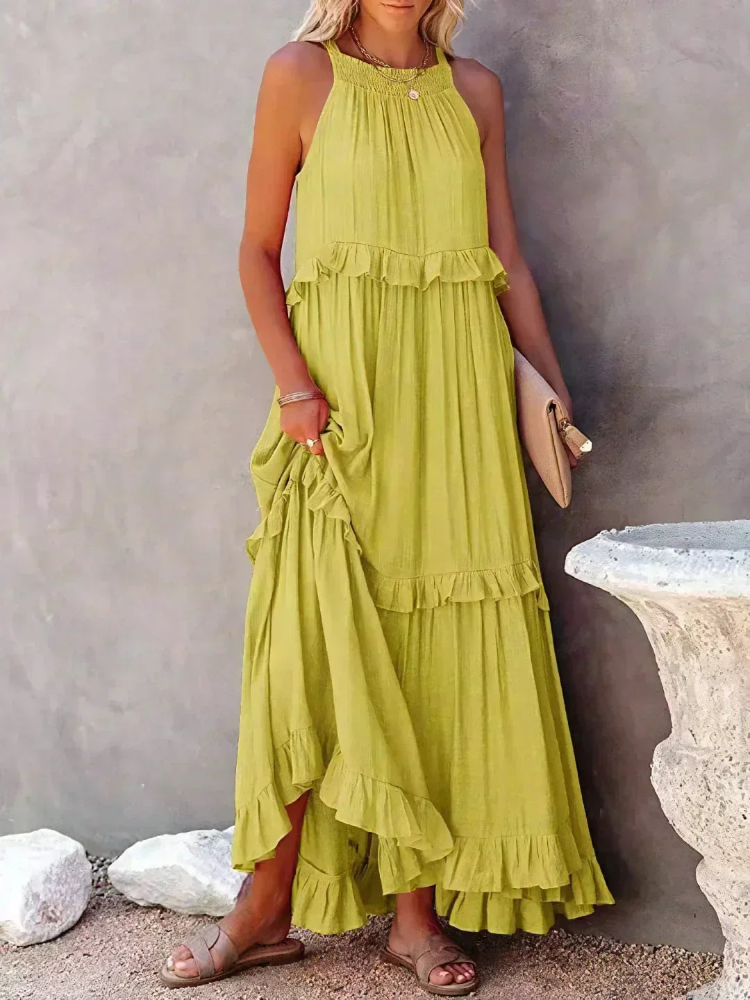 Harper™ | Halter Ruffle Maxi Dress