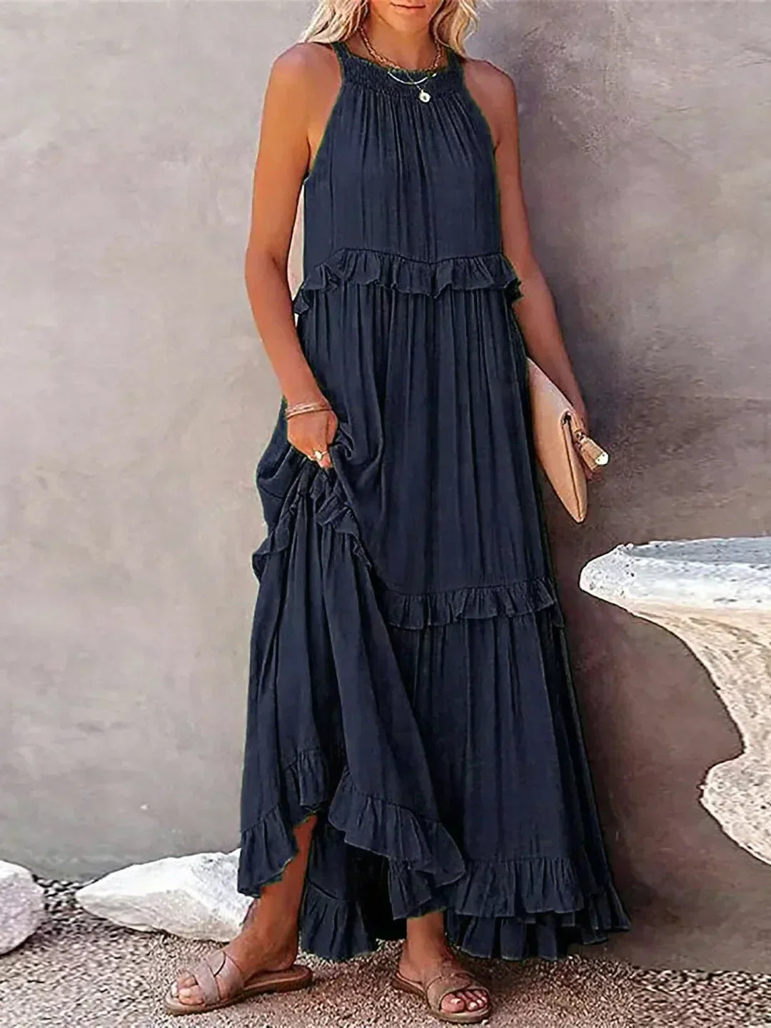 Harper™ | Halter Ruffle Maxi Dress