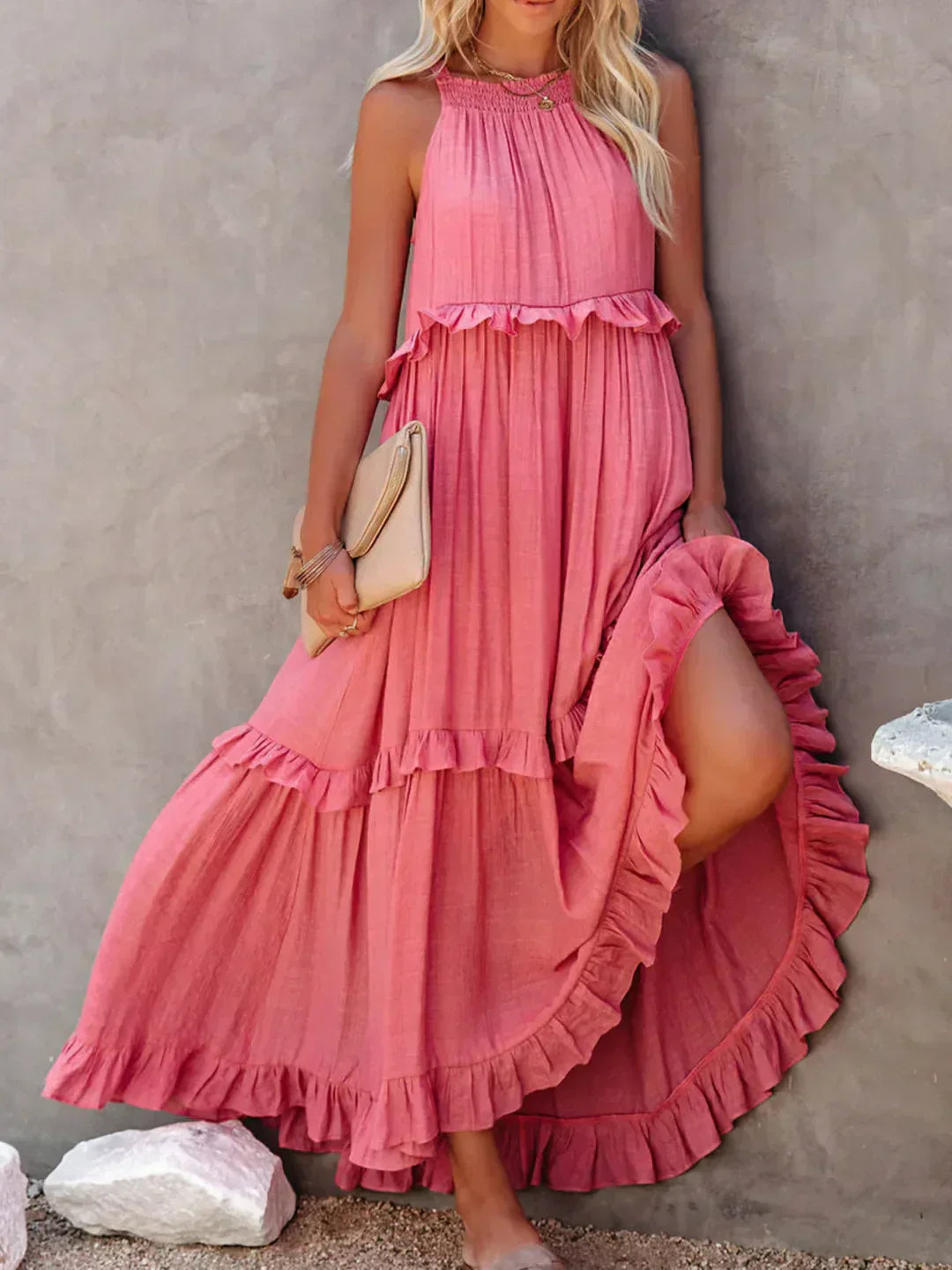 Harper™ | Halter Ruffle Maxi Dress