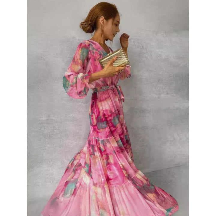 Joyce™ | Elegant Floral V-neck Dress