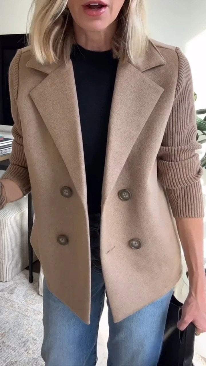 Emmaline™ | Elegant Knit-Sleeve Blazer
