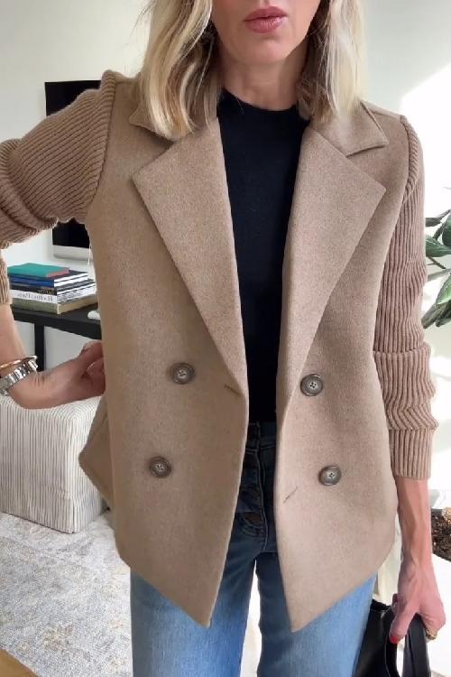 Emmaline™ | Elegant Knit-Sleeve Blazer