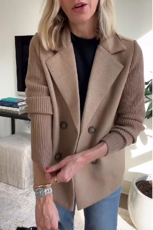 Emmaline™ | Elegant Knit-Sleeve Blazer