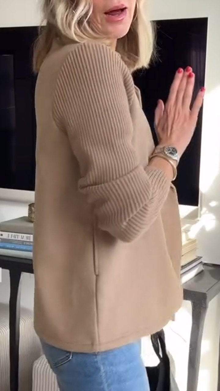 Emmaline™ | Elegant Knit-Sleeve Blazer